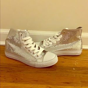 Silver Sequin “Converse” sneakers